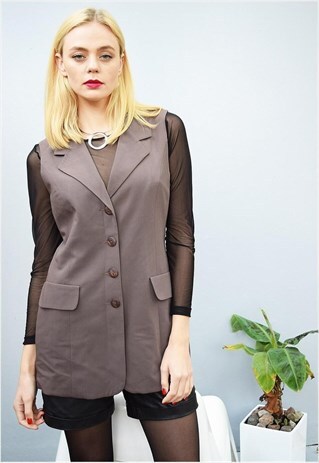 90'S RETRO CLASSIC CUT MINIMALIST GEOMETRIC JACKET GILET TOP