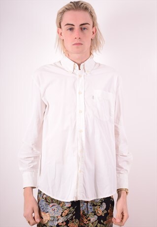 LEVI'S MENS VINTAGE SHIRT MEDIUM WHITE 90S