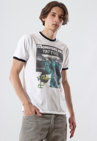 VINTAGE CORPORATION MONSTERS GRAPHIC TEE WHITE T SHIRT 2001