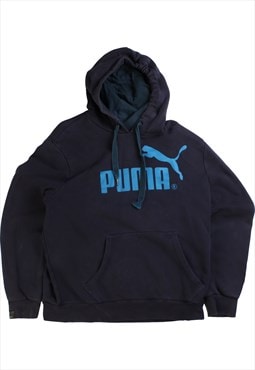 Vintage  Puma Hoodie Hooded Pullover Blue Large