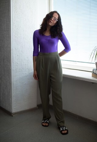 VINTAGE 90'S KHAKI GREEN STRAIGHT TROUSERS