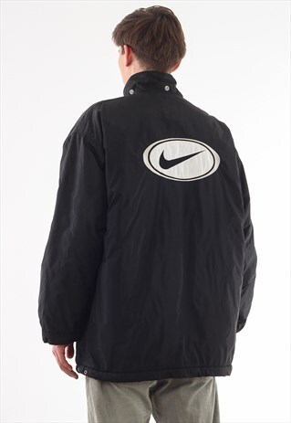 VINTAGE NIKE WINTER PADDED COAT 90S BLACK BIG LOGO