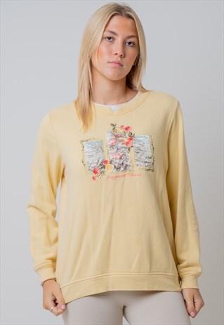 VINTAGE FLORAL GRAPHIC SWEATSHIRT IN YELLOW SMALL