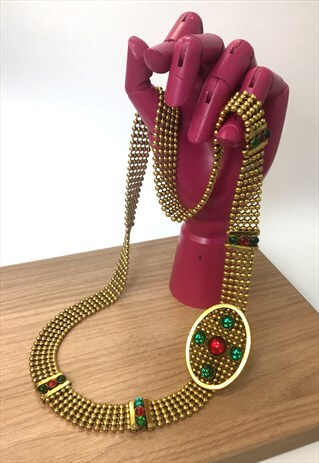 80'S VINTAGE GOLDEN JEWLED METAL BELT