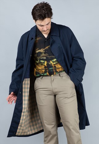 VINTAGE 90'S NAVY BLUE FALCON TRENCH COAT