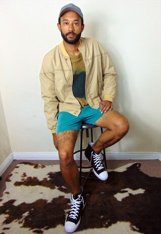 60S 70S CLASSIC BEIGE BASEBALL BOMBER JACKET MEDIUM