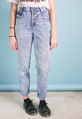VINTAGE 80S PALMETTO'S WESTERN MOM JEANS BLEACH ACID WASH