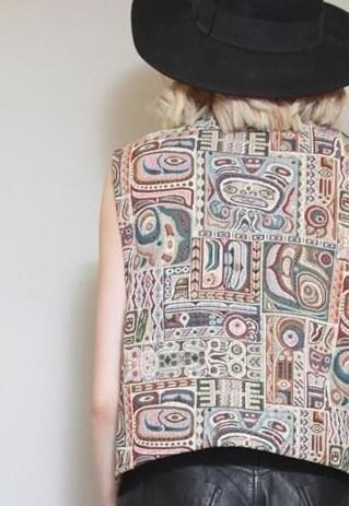 VINTAGE 1970'S BROWN SUEDE CARPET BACK WAISTCOAT