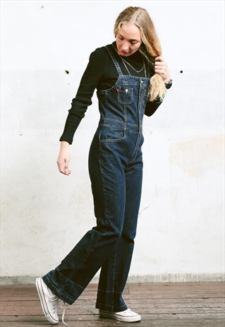VINTAGE Y2K FLARED DENIM DUNGAREES