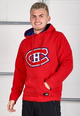 Vintage NHL Hoodie in Red Fleeced Canadiens Jumper Small