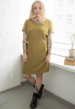 Vintage 80's Mustard Mini Short Sleeved Dress