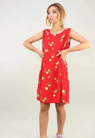 VINTAGE 90S FLORAL PATTERNED SUMMER SLIP DRESS
