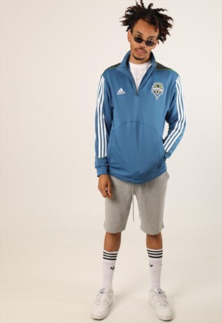 VINTAGE ADIDAS EMBROIDERED LOGO 1/4 ZIP SWEATSHIRT
