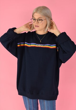 G&G UNISEX NAVY RAINBOW RIBBON SWEAT