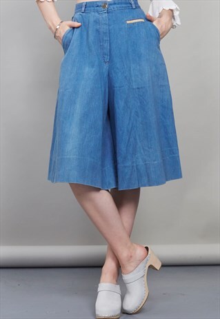 VINTAGE HIGH WAISTED 70'S DENIM CULOTTES