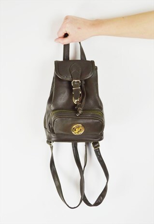 GREEN FAUX LEATHER BACKPACK BAG