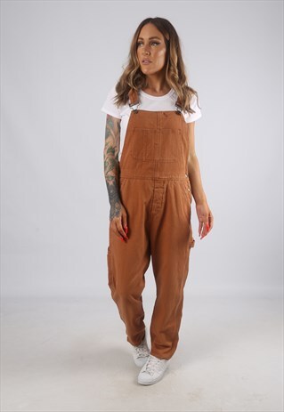 VINTAGE CANVAS COTTON DUNGAREES STRAIGHT LEG UK 14 (H2Y)