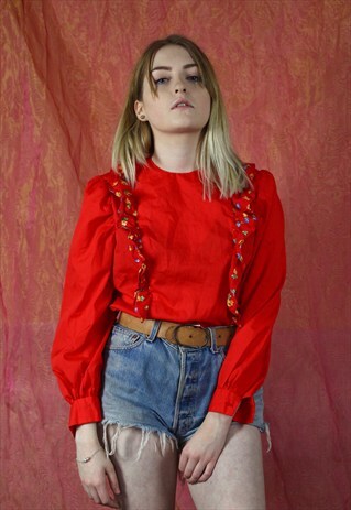 RUFFLE FLOWER BLOUSE