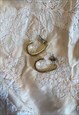 GOLD TONE HOOP EARRINGS STUDS VINTAGE 