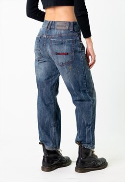 Blue Denim 90s FUBU  Cargo Skater Trousers Pants Jeans 