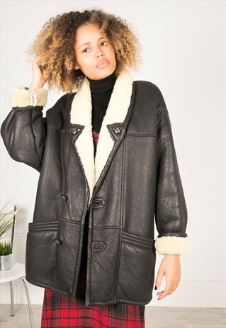 VINTAGE 80S WINTER SHEEPSKIN COAT / R005