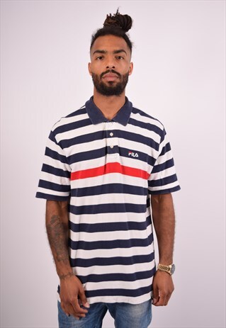 VINTAGE FILA POLO SHIRT STRIPES WHITE