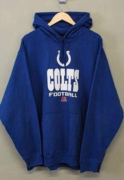 Vintage NFL Colts Hoodie Blue With Printed Logo