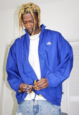 Vintage 90s Blue Adidas Yellow Cotton Lined Jacket