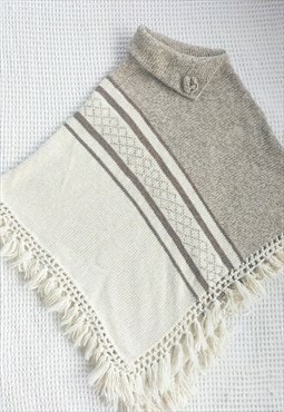 Vintage Wool Soft Knit Chunky Poncho Cape
