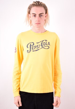 MENS VINTAGE TOP LONG SLEEVE MEDIUM YELLOW 90S