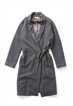 Vintage DRIES VAN NOTEN Over Coat Jacket Belted Grey