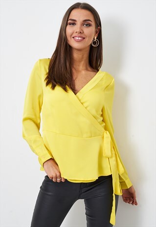 PENNY WRAP LONG SLEEVE TOP IN YELLOW