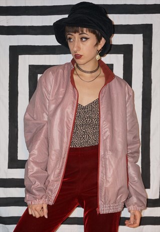 VINTAGE 80'S RED AND WHITE FLEECE LINED JACKET