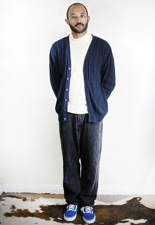 90S SKATER GRUNGE LUXURY BLUE CARDIGAN MEDIUM