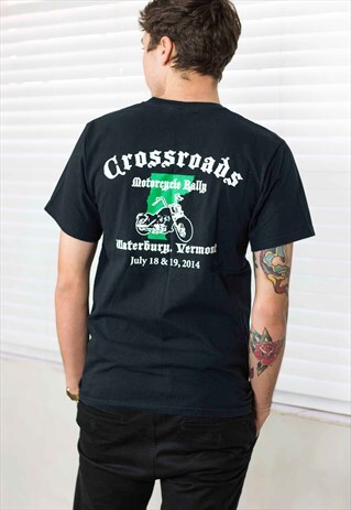 VINTAGE CROSSROADS BIKER T-SHIRT LOGO 90S M 7.1