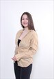 90S EMBROIDERED BEIGE BLOUSE, VINTAGE COTTON LACE SECRETARY 