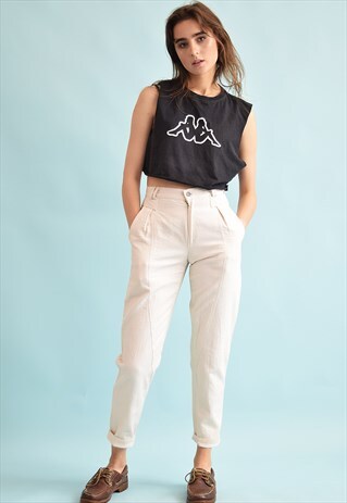 90'S RETRO CORRUGATED NEUTRAL HIGH WAIST TROUSERS
