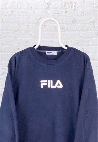 VINTAGE FILA 3M REFLECTIVE LOGO SWEATSHIRT FLEECE BLUE XL