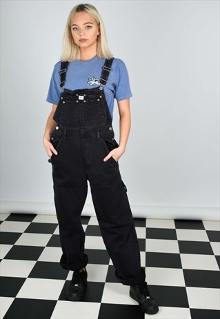 CALVIN KLEIN BLACK BAGGY LONG DUNGAREES