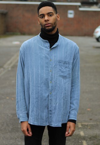 VINTAGE // 90'S // COLLARLESS SHIRT SEE DESCRIPTION