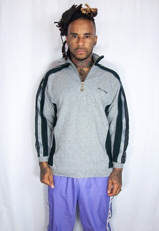 GREY CHAMPION EMBROIDED ZIP SWEATSHIRT