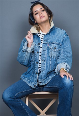 VINTAGE 80S LEVI'S REWORKED COLLAR DENIM JACKET / S7601