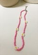 DAISY BEADED CHOKER NECKLACE IN PINK