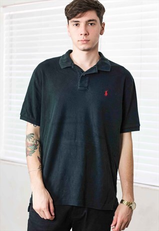 VINTAGE RALPH LAUREN POLO SHIRT LOGO 90S L 10.8
