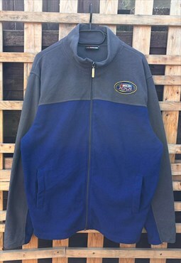 Vintage nascar blue & grey full zip fleece large 