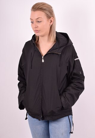 CALVIN KLEIN WOMENS VINTAGE HOODIE JACKET MEDIUM BLACK 90S