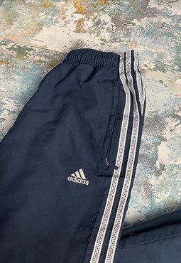 Y2K Navy Blue x White Adidas Tracksuit Bottoms