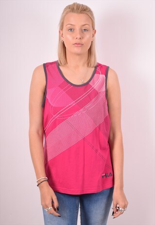 FILA WOMENS VINTAGE VEST TOP LARGE PINK 90S