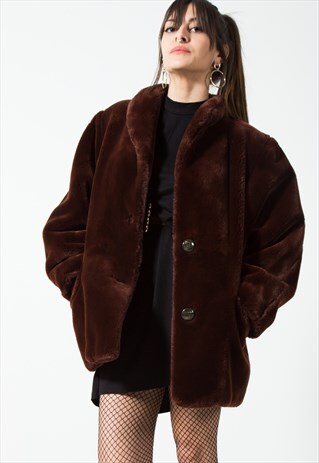 VINTAGE FAUX FUR COAT / S61