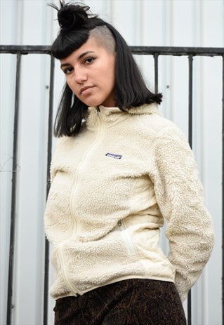 CREAM PATAGONIA QUILTED HOODED FLEECE
